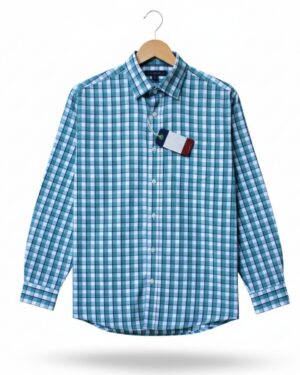 Classic mint gingham check full sleeve shirt - DM250735