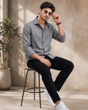 Premium Ash Printed Cotton Poplin Shirt