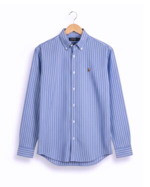 Men’s full sleeve pinstripe formal shirt – deep sky blue - ST250714