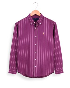 Men’s full sleeve maroon pinstripe premium shirt - ST250716