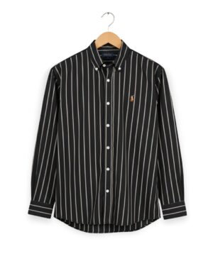 Men’s full sleeve pinstripe black premium shirt - ST250717