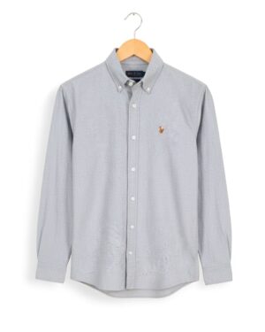 Solid ash oxford cotton formal shirt for men - SOL250708