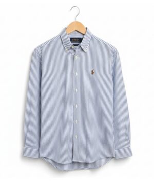 Twill stripe premium cotton full sleeve shirt - white & light blue -ST250709