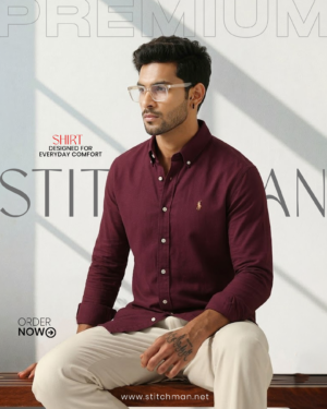 Solid purple oxford cotton formal shirt for men