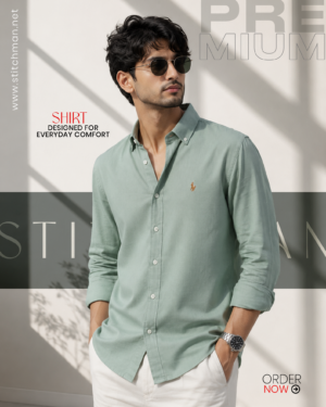 Solid mint green oxford cotton formal shirt for men