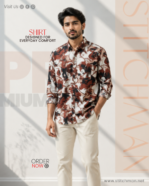 Exclusive Cotton Print Shirt – Earthy Abstract Tones