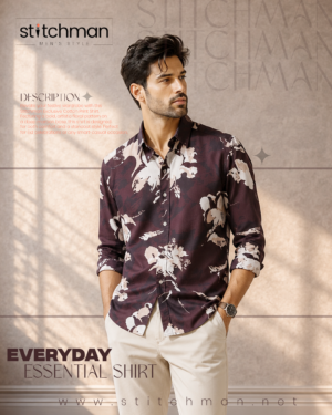 Exclusive Cotton Print Shirt – deep maroon bases